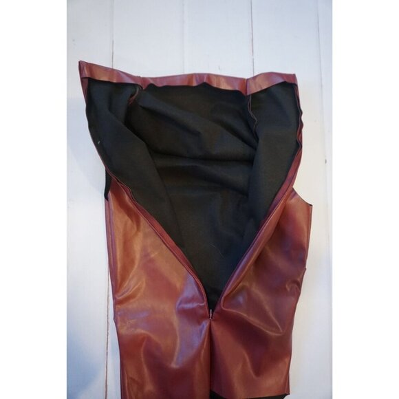 Faux Leather Pleated Sleeveless Asymmetrical Mock Neck Tank Top - Size M, NWT - Picture 5 of 7